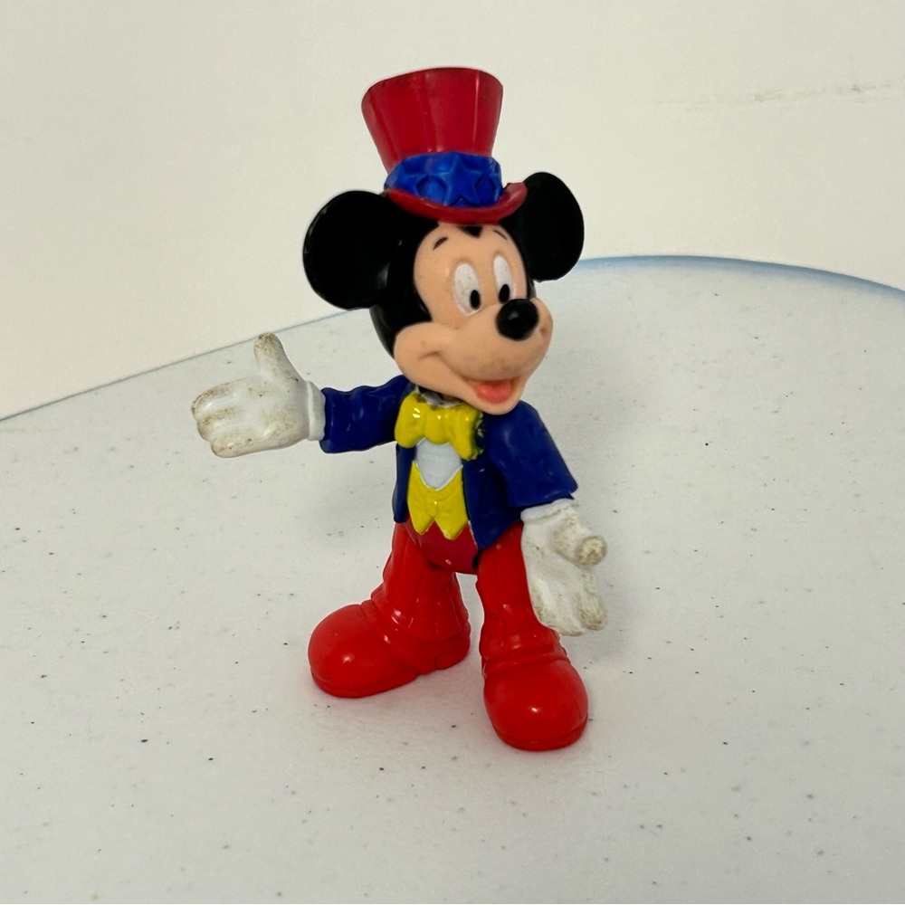 VINTAGE POSEABLE MICKEY MOUSE FIGURE RED BLUE‎ TOP HAT.